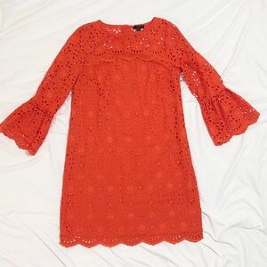 J. Crew Eyelet Lace Orange Shift Dress